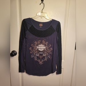 Womens Harley Davidson Lace Sleeve shirt